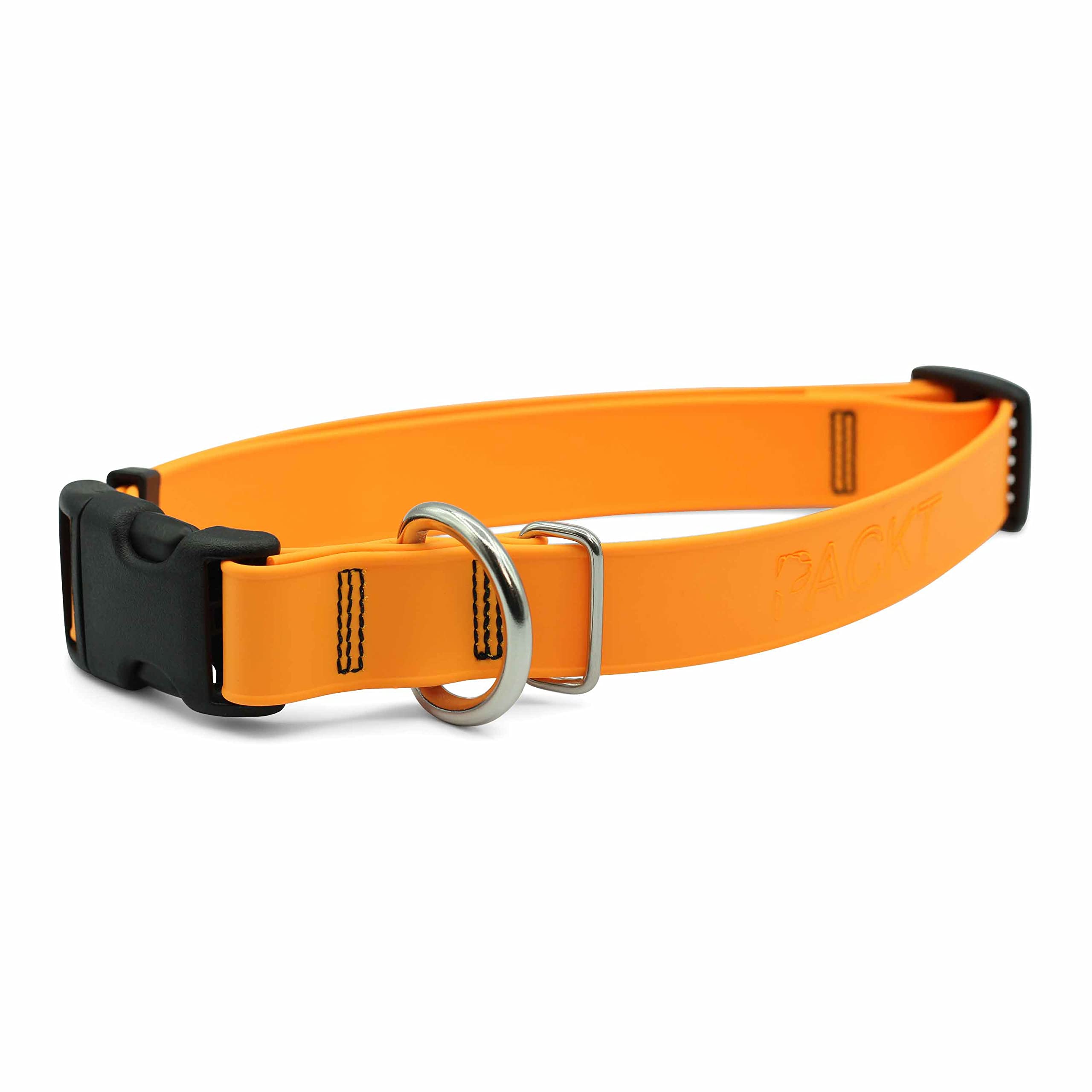 Endeavor Waterproof Dog Collar for Medium Dogs - No Stink, USA Made, Tangerine Orange - Perfect for Swimming, Bathing & Outdoor Adventures (M-L Size, Unisex)