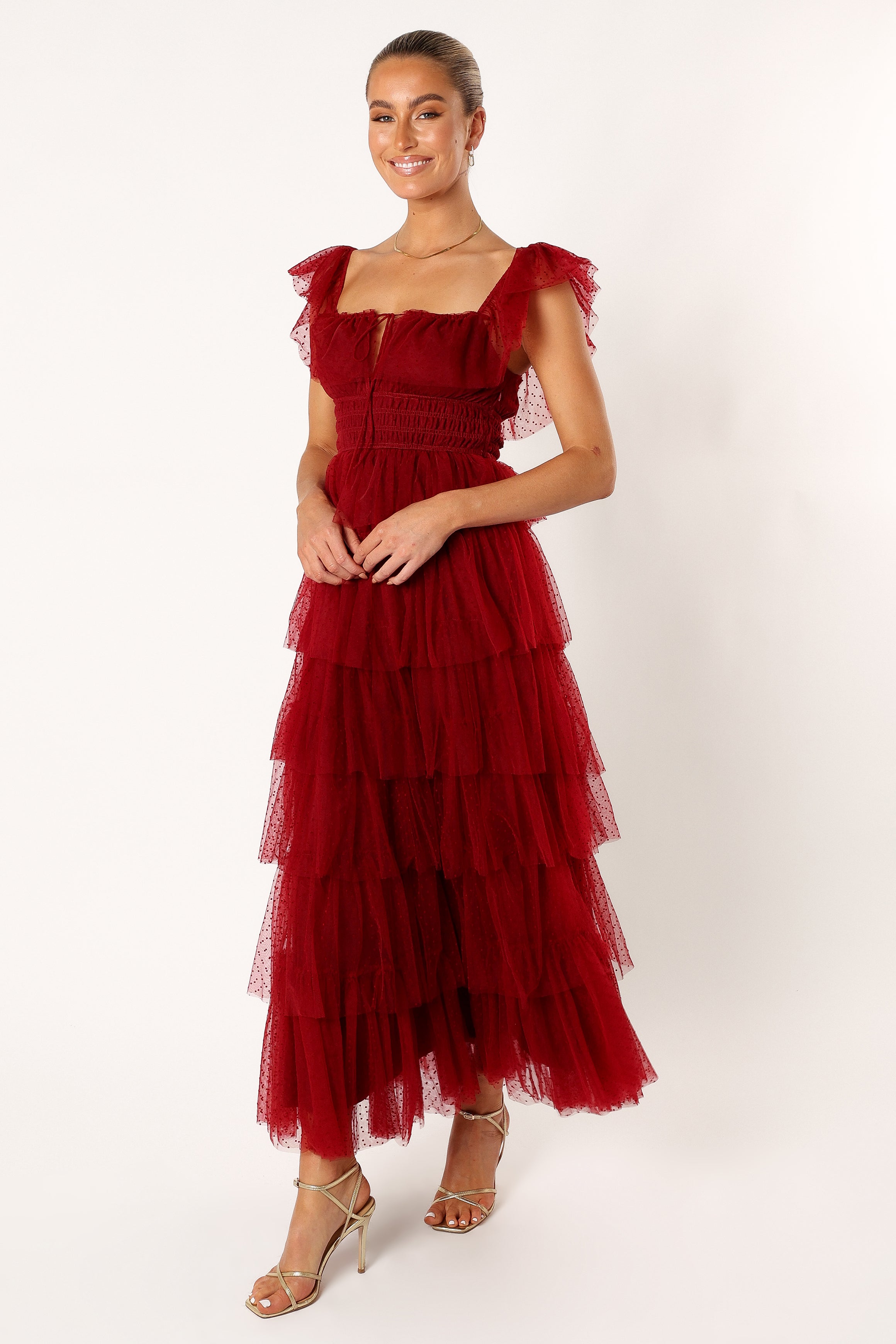 Elegant Belle Maxi Dress in Burgundy - Women's Long Flowy Dress for Summer, Beach, Parties & Special Occasions
