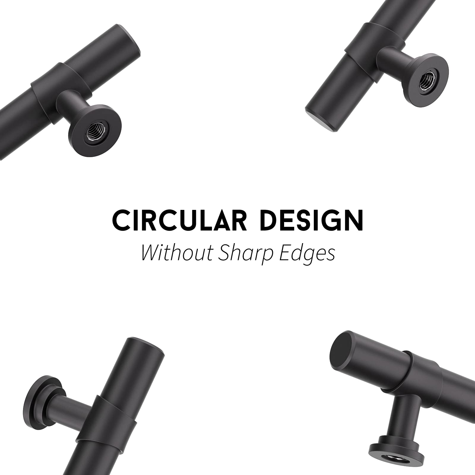 5-Pack Matte Black Cabinet Handles 3.75