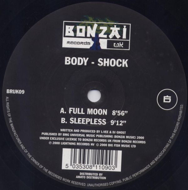 Body Shock Full Moon / Sleepless - Bonzai Records UK Vinyl BRUK09 - Perfect for DJ Sets & Electronic Music Collectors