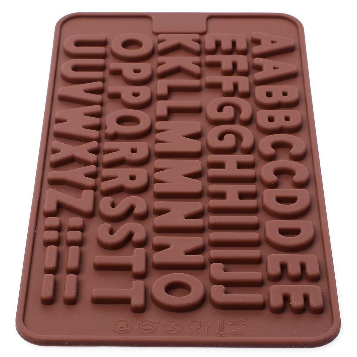 Premium Silicone Alphabet Chocolate Molds Set - 56 Cavities Flexible Candy & Ice Cube Tray (21x15cm) for Baking, DIY Desserts, and Party Decorations