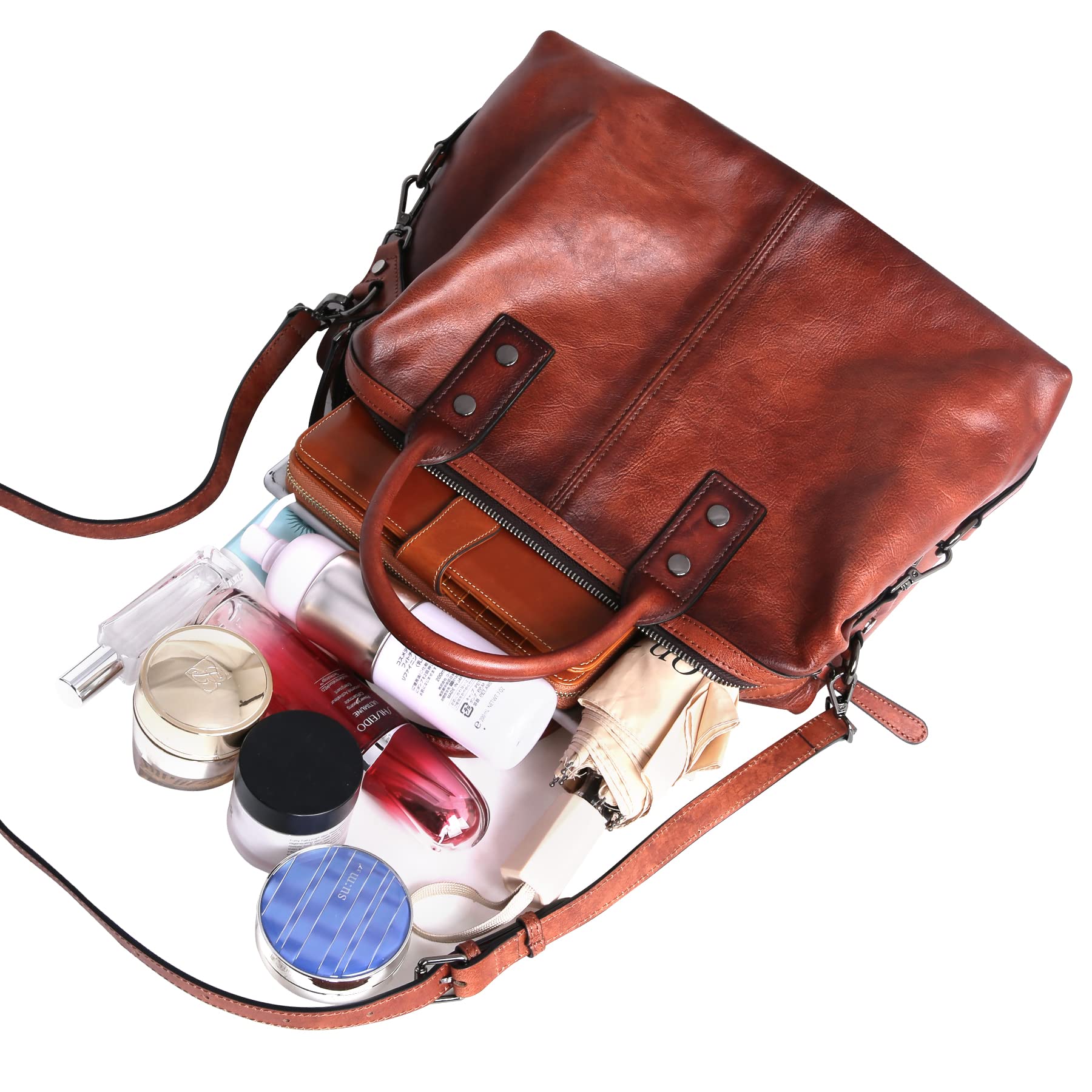 Premium Genuine Leather Satchel Tote Bag for Women - Large Capacity Designer Shoulder Bag with Top Handle & Crossbody Strap | Perfect for Work, Travel & Everyday Use