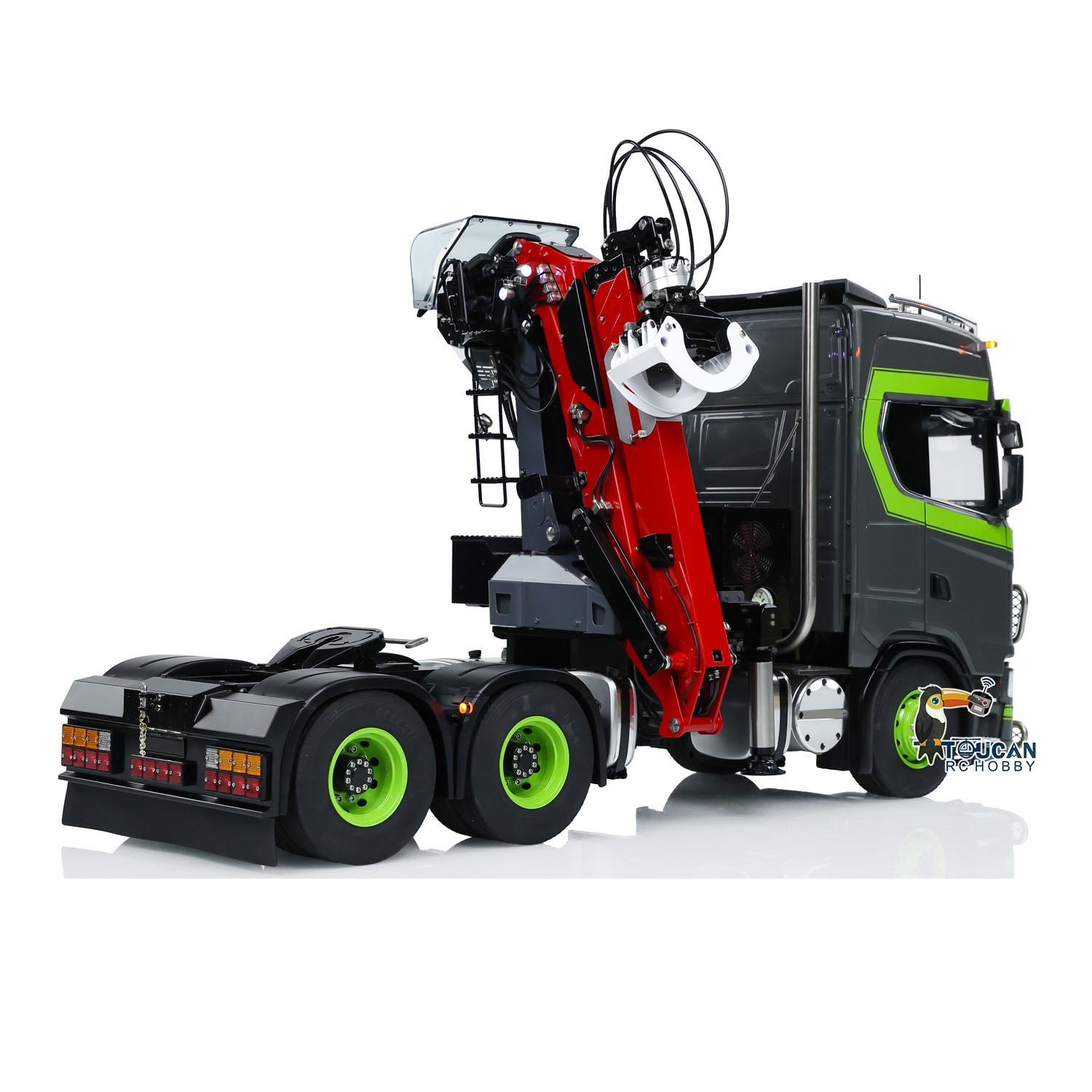 Toucan Metal 6X6 Chassis 1/14 Scale RC Tractor Truck with 770S Hydraulic Crane - DIY Remote Control Lorry for Construction Simulation & Off-Road Play