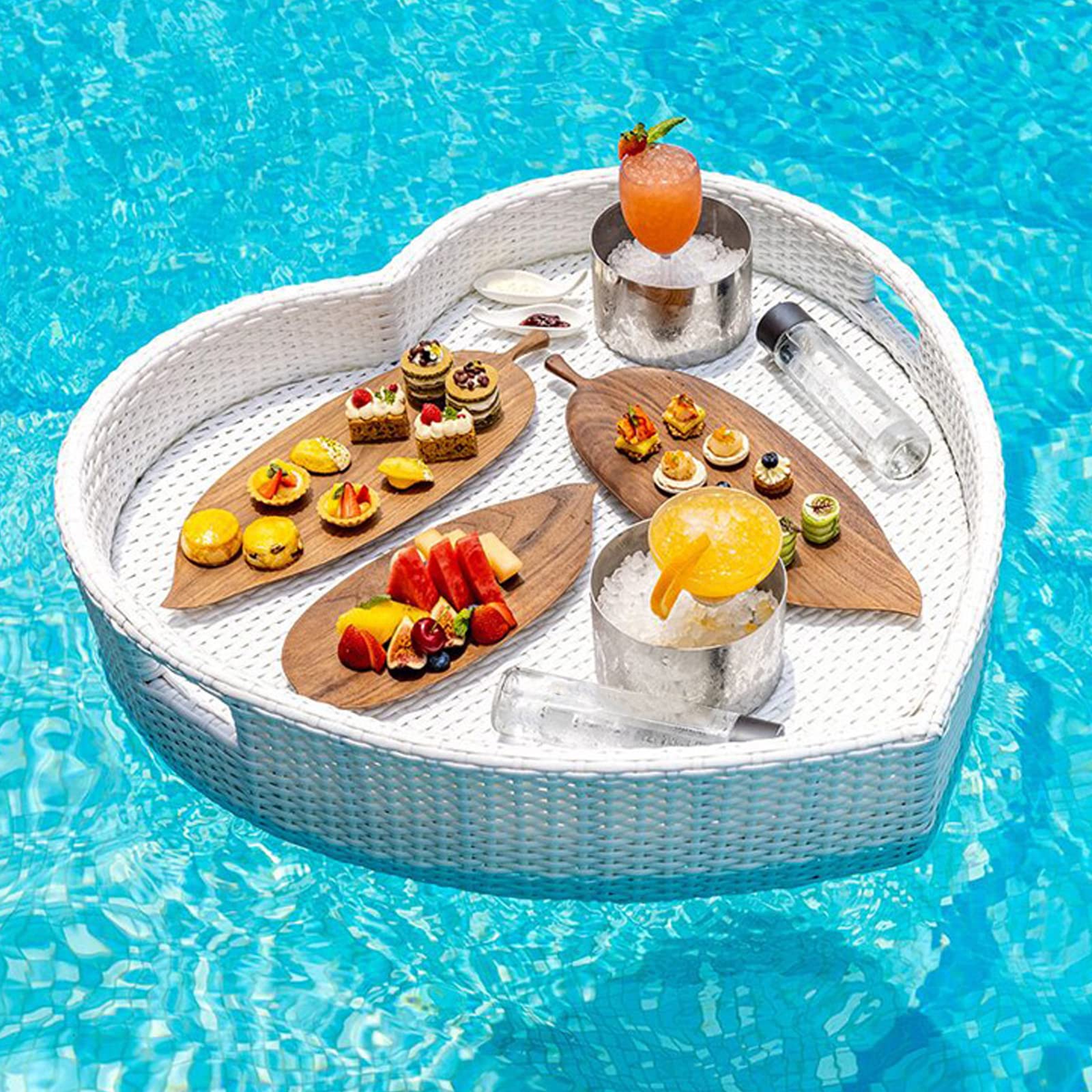 **White Floating Pool Tray - Waterproof Drink Holder & Food Plate for Swimming Pools, Lakes, and Beaches - Perfect for Outdoor Water Activities, Picnics, and Relaxation**