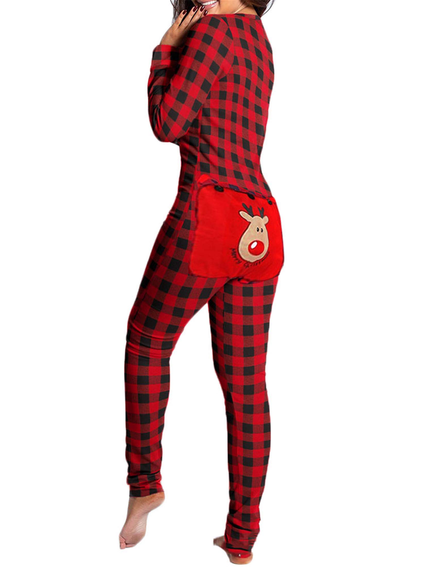 Andongnywell Women's Sexy Button-Up Jumpsuit - Long Sleeve Bodycon Romper with Butt Accent | Perfect for Date Night, Club Wear & Sleepwear
