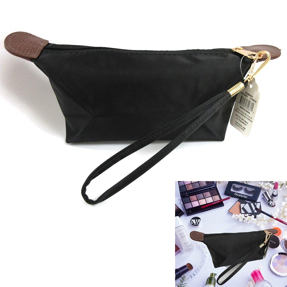 Waterproof Cosmetic Pouch Travel Bag - Multi-Function Makeup Organizer with Zipper Compartments for Toiletries, Black (Perfect for Travel, Gym & Daily Beauty Storage)