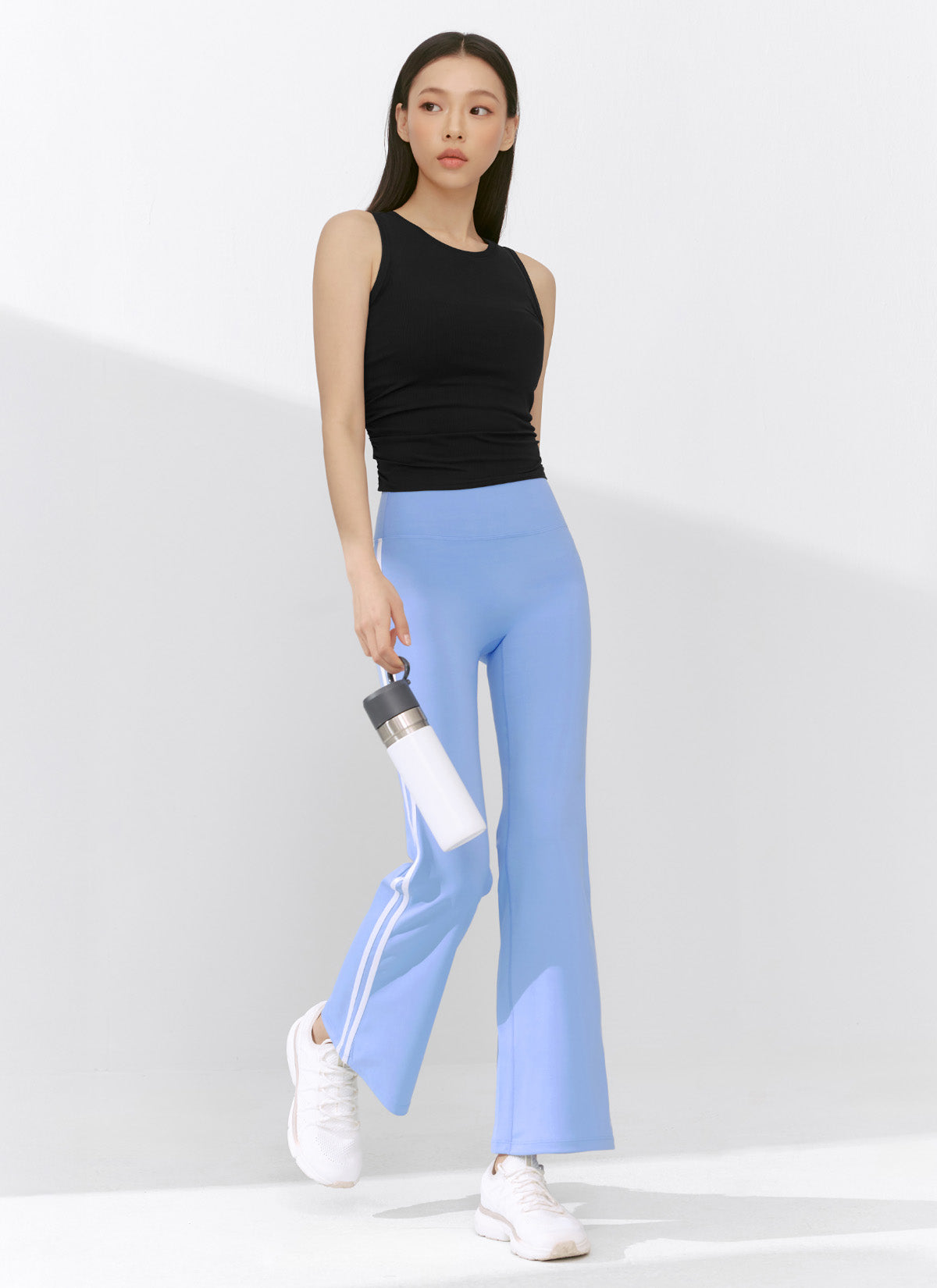 Comfortable Fine Track Line Boots Cut Leggings - Women's Stretchy Yoga Pants for Workout, Running & Casual Wear