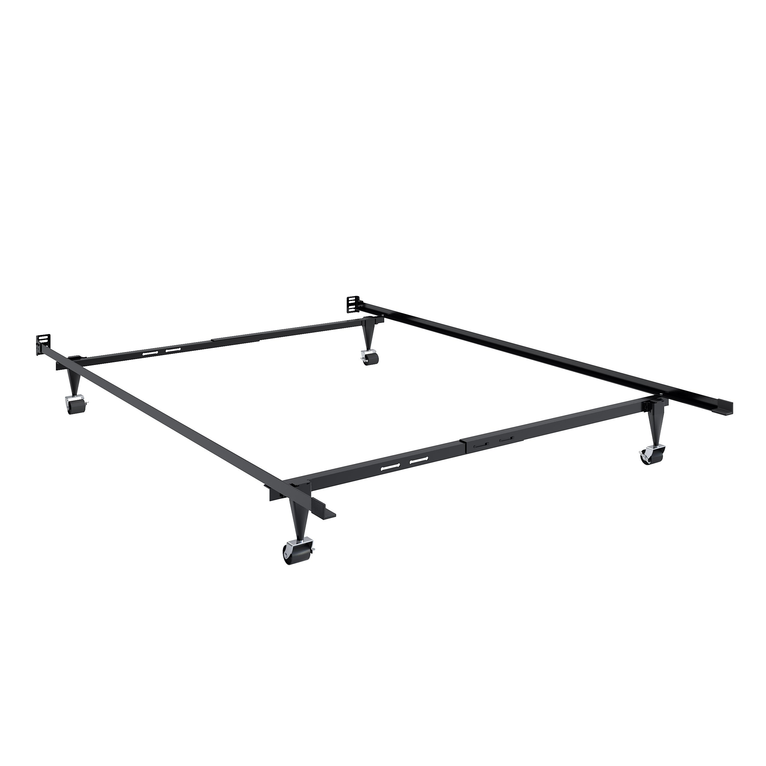 CorLiving Adjustable Twin to Full Size Black Metal Bed Frame with Locking Wheels - Sturdy Platform Bed Frame for Kids, Teens & Adults - No Box Spring Needed - Perfect for Dorm Rooms, Apartments & Guest Bedrooms