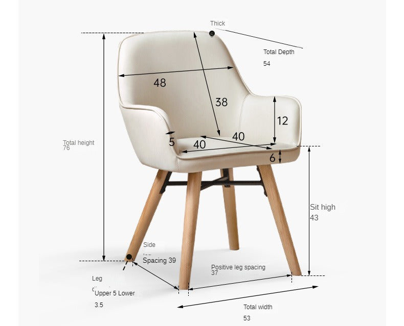 Premium Beech Solid Wood Modern Fabric Soft Back Chair - Ergonomic Office & Home Dining Comfort
