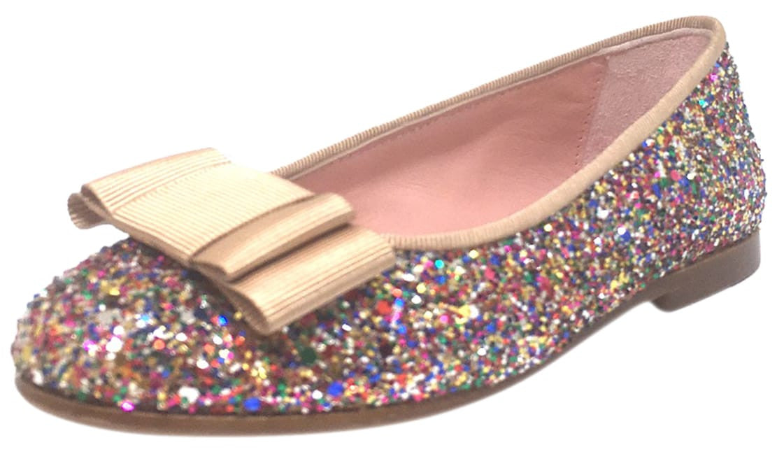 Chupetin 9336 Women's Rainbow Sparkle Glitter Tan Bow Slip-On Ballet Flats - Comfortable & Stylish for Casual Wear, Parties, and Dance