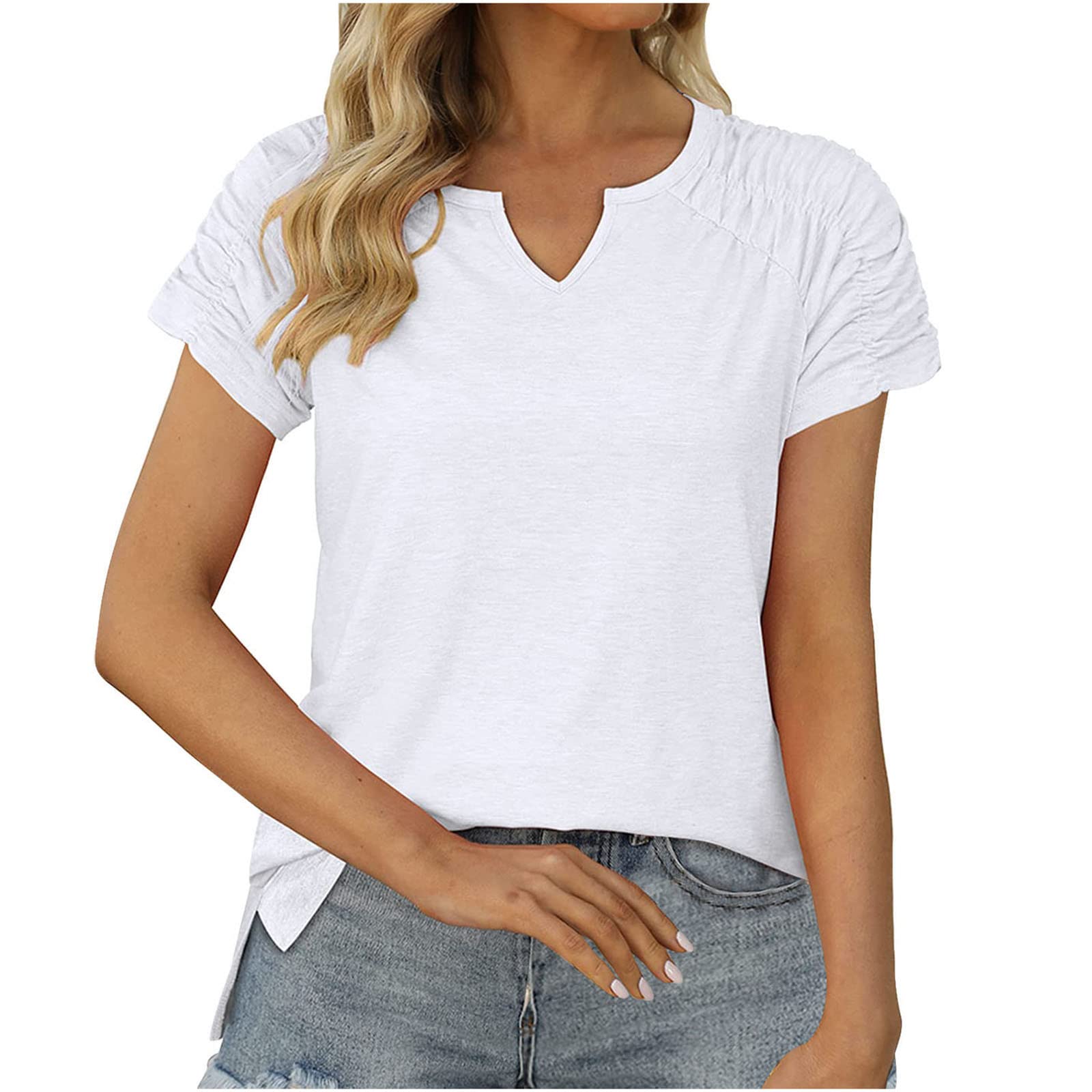 Ceboyel Women's V Neck Tee - Chic Summer Blouse for Casual Outfits