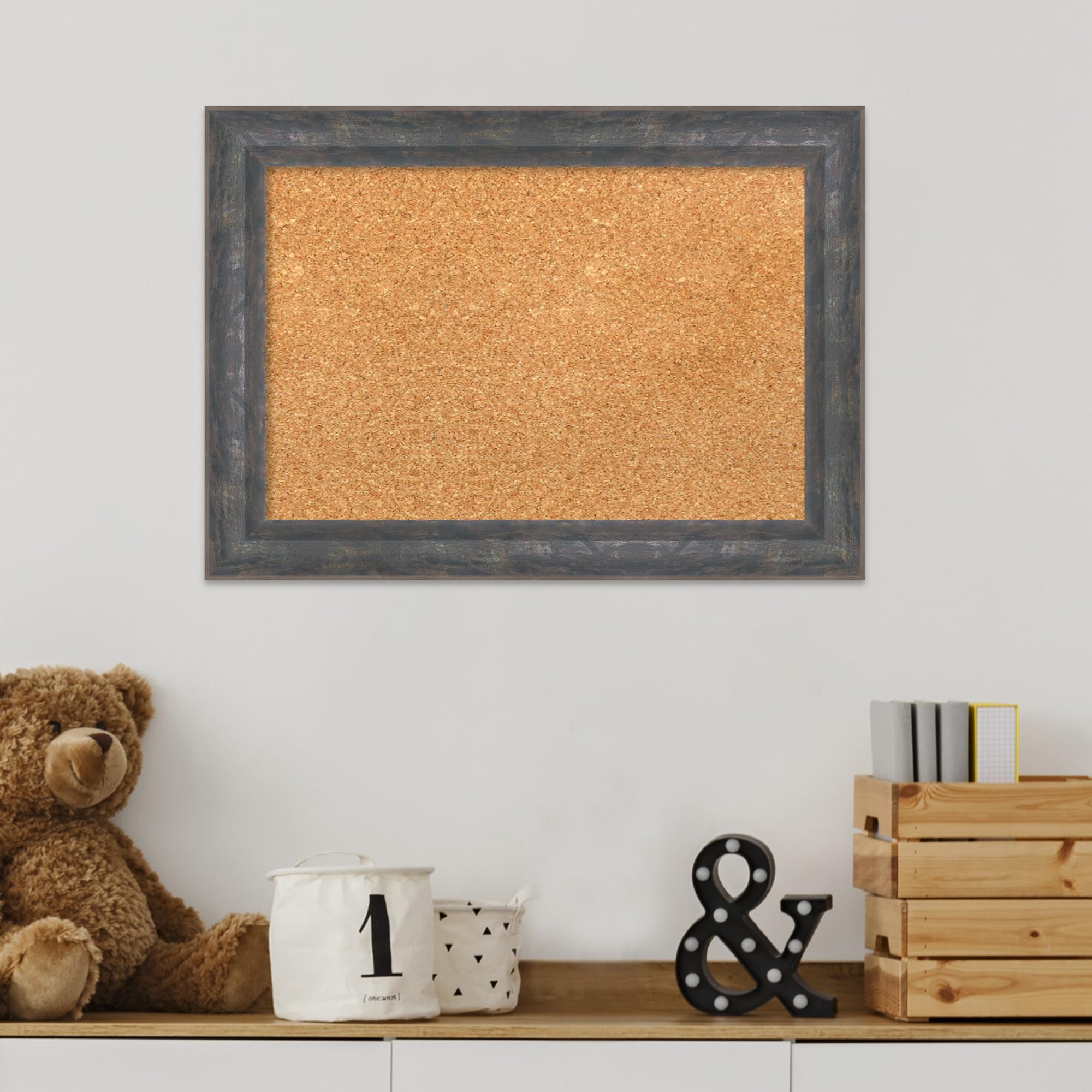 Amanti Art 15x21 Natural Cork Board with Grey Wood Frame - Vision Board, Office Decor & Home Organization Pinboard | Perfect for Displaying Photos, Notes & Reminders in Home, Office or Dorm