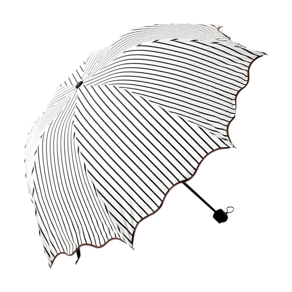 UV Protection Striped Travel Umbrella - Compact & Lightweight for Outdoor, Beach, and Daily Commute