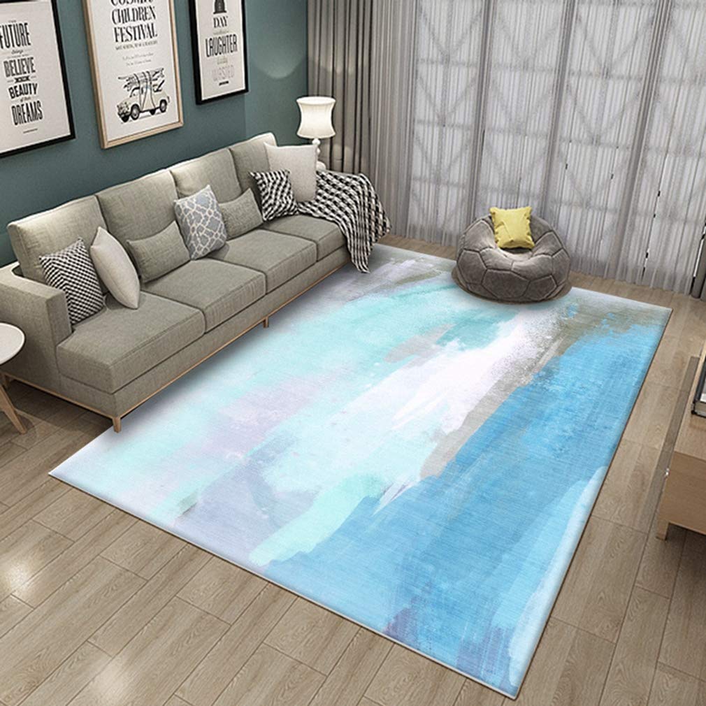 Soft Abstract Art Area Rug - Non-Slip Fleece Carpet for Living Room, Bedroom, Nursery - Modern Nordic 3D Design Indoor/Outdoor Runner (4.2'x6.2') - Perfect for Kids Crawling, Home Decor & Cozy Spaces