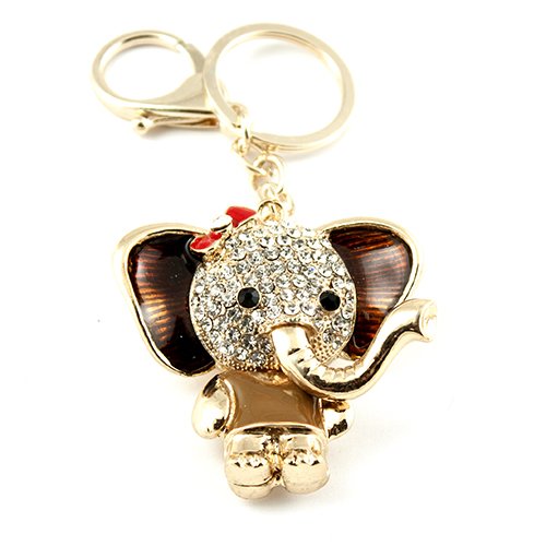 Elegant Gold Tone Rhinestone Elephant Keychain - Stylish Hook Keyring Charm for Bags, Keys & Gifts - Perfect for Women's Accessories, Party Favors & Everyday Use