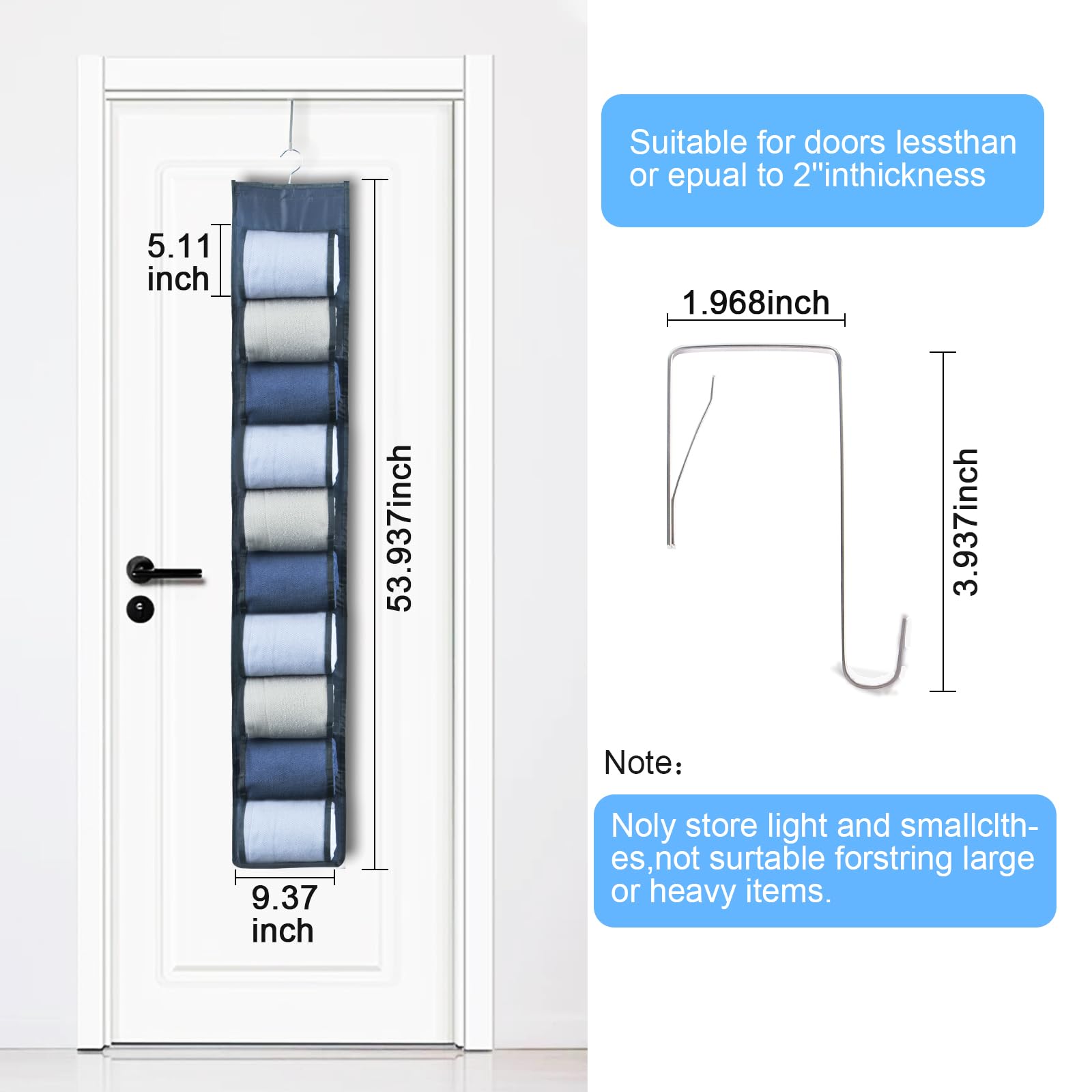 Hanging Legging Organizer with 20 Pockets - Space Saving Closet Storage for Yoga Pants, Jeans & Clothes - Door Mounted Wardrobe Organizer (Grey) | Perfect for Small Spaces, Bedrooms & Closet Organization