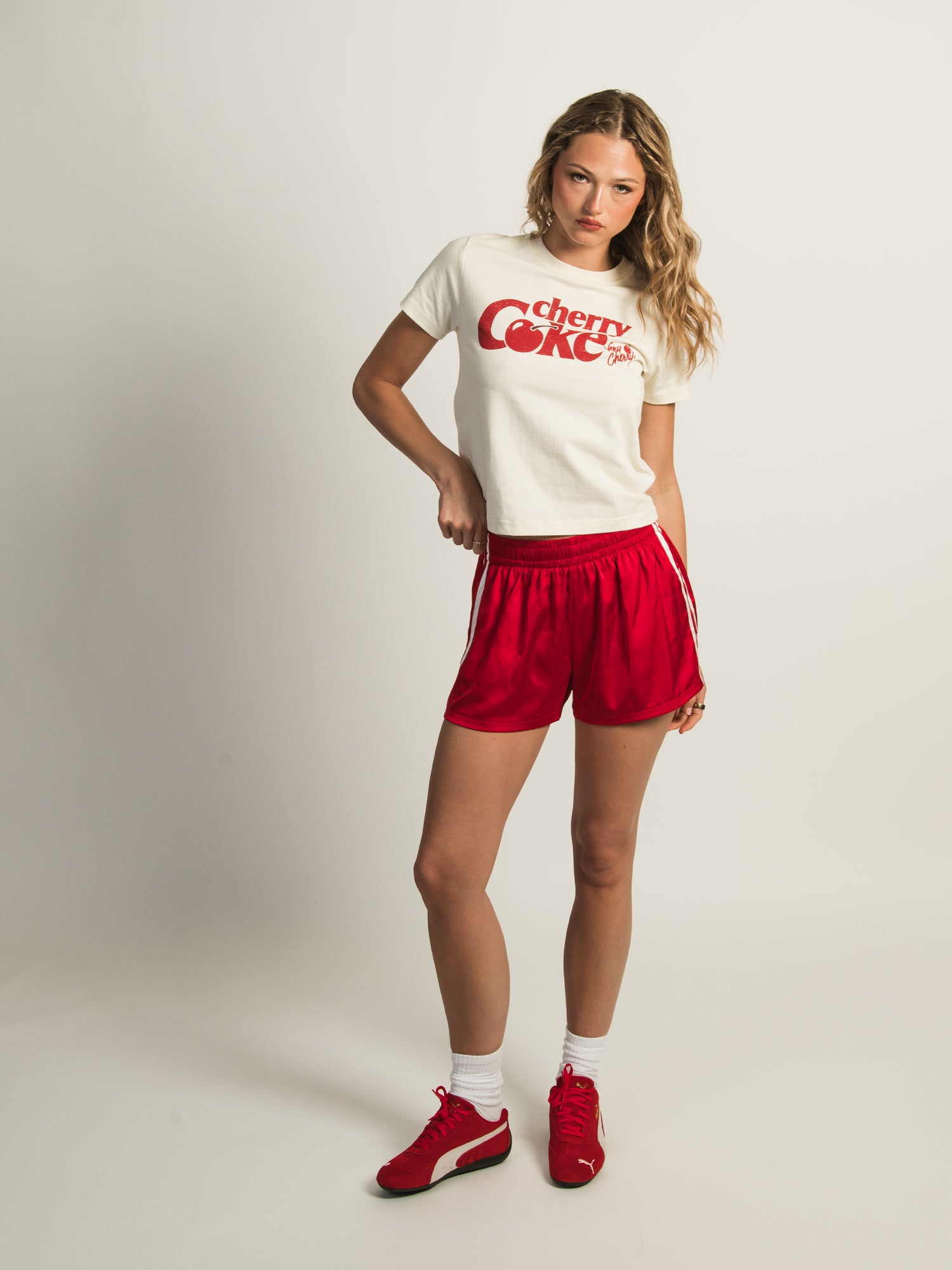 Cherry Coke Graphic Fitted T-Shirt for Women - Vintage Soda Pop Style Tee - Perfect for Casual Outfits & Retro-Themed Parties