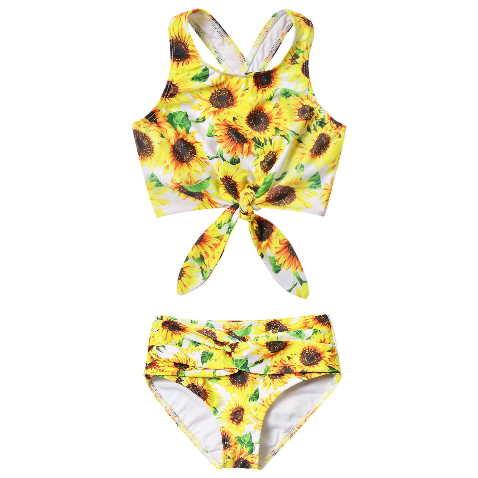Mirawise Girls' Two-Piece Swimsuits for Ages 4-13 | Tie-Front Bikini Set | Cute Beach Swimwear for Kids | Perfect for Pool Parties, Summer Vacations & Water Play