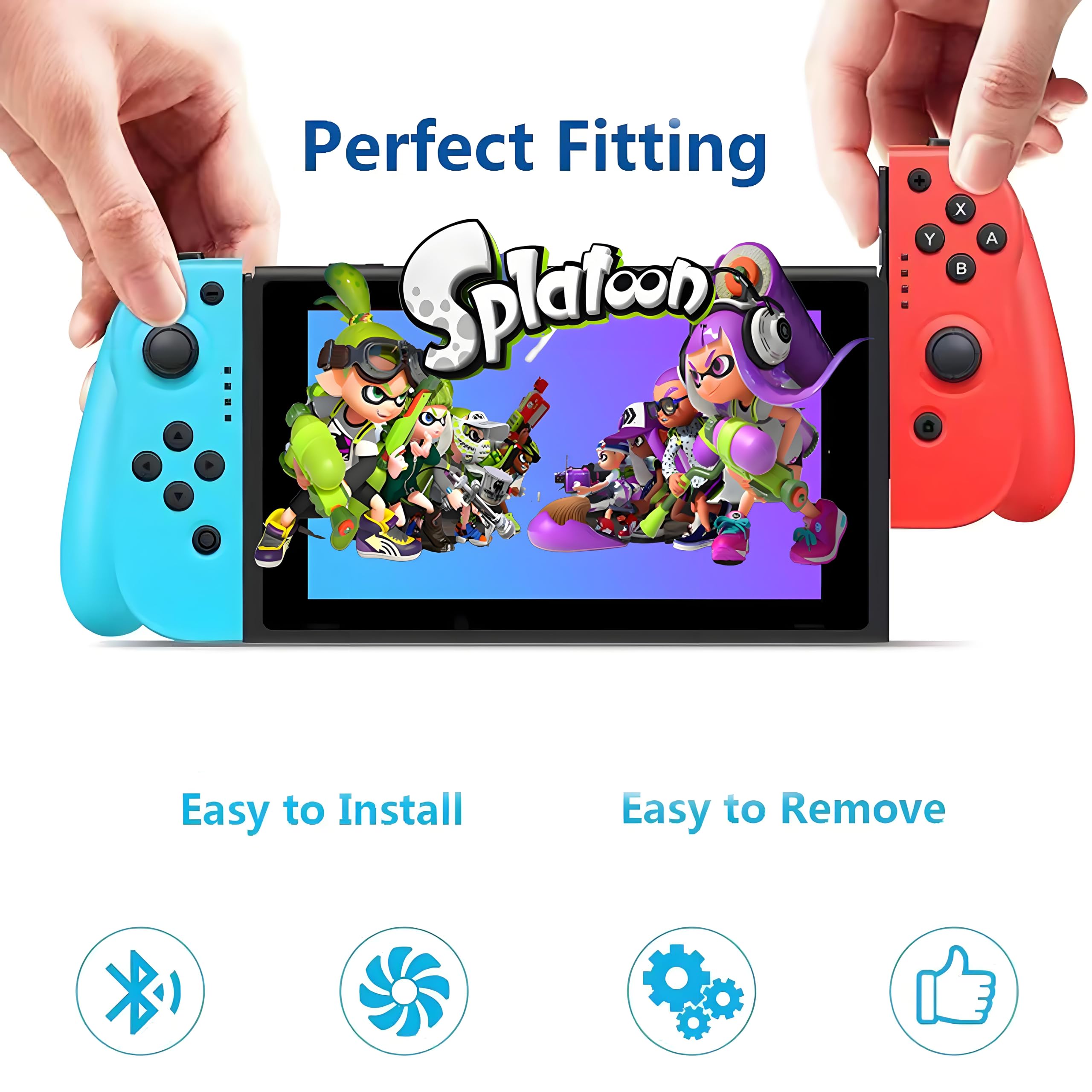 Wireless Bluetooth Controller for Nintendo Switch/Switch Lite/Switch OLED - Dual Shock Gamepad with 6-Axis Gyro & 400mAh Battery (Red & Blue) - Perfect for Mario Kart, Zelda & Multiplayer Gaming