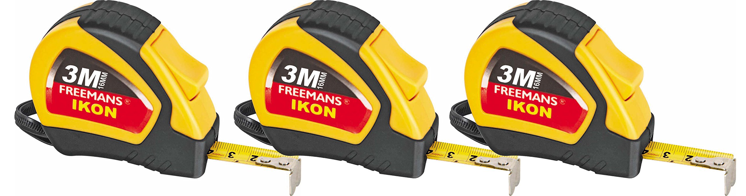 Freemans Ikon 16mm Measuring Tape (3M/10ft) - Durable Retractable Metric/Imperial Tape Measure for Construction, Sewing, DIY Projects & Home Improvement