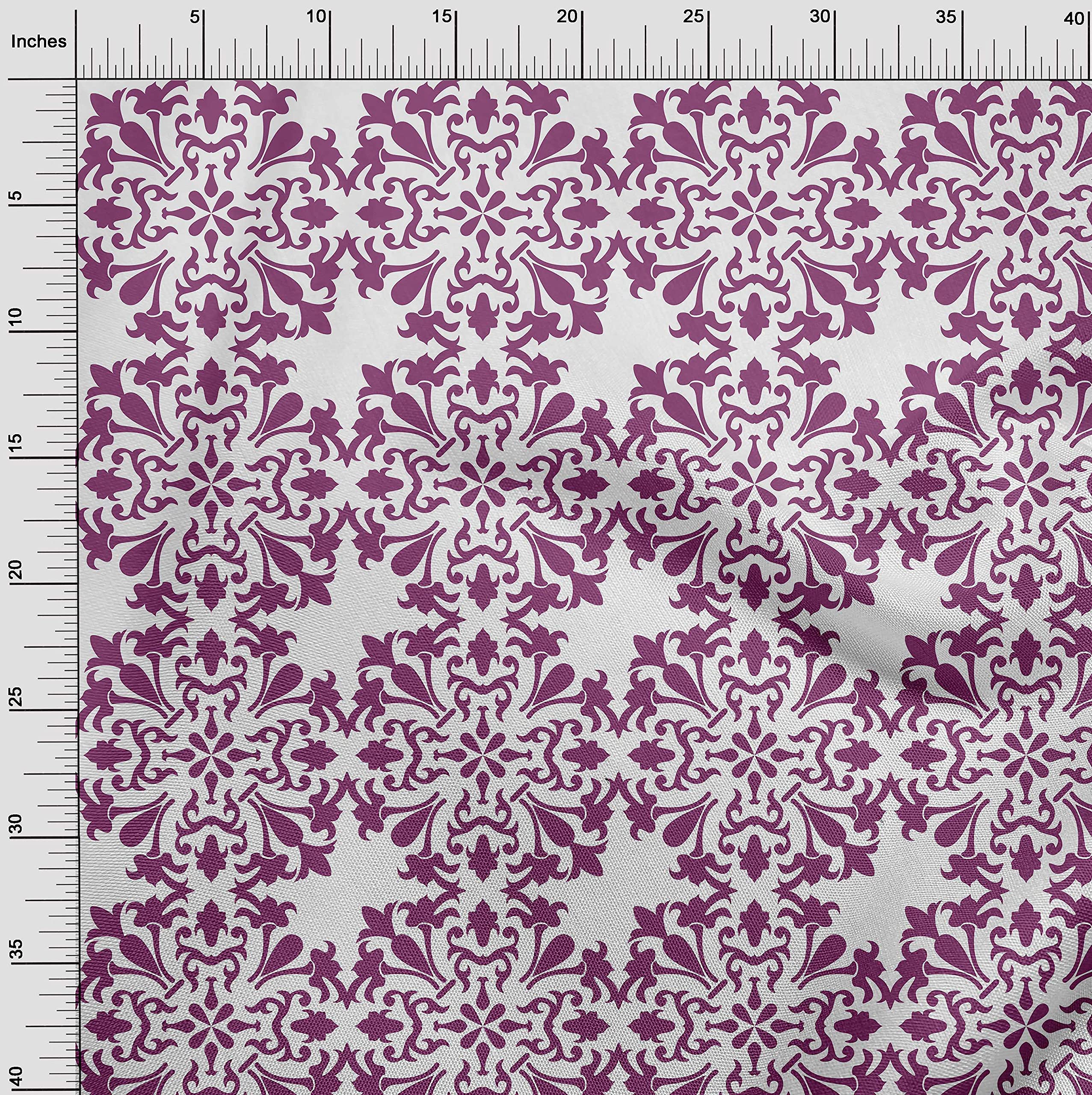 Premium 100% Cotton Jersey Fabric - Purple Asian Mosaic Print, 58