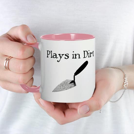 11 oz (325 ml) Ceramic Coffee Mug - 'Plays in Dirt' Funny Garden Lover Gift - Perfect for Gardening Enthusiasts & Outdoor Tea/Coffee Breaks