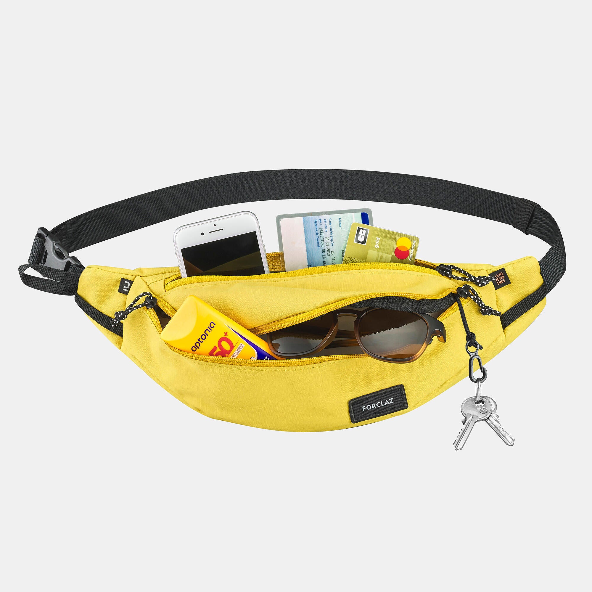 Forclaz Travel 2 L Belt Bag - Lightweight Waist Pack for Hiking, Running & Travel - Hands-Free Storage for Essentials - Perfect for Outdoor Adventures & Daily Commutes
