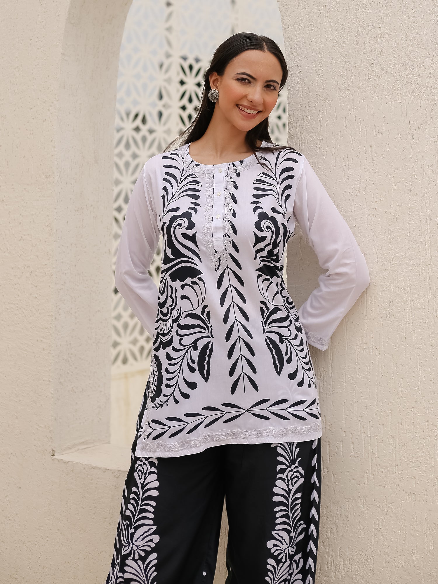 Elegant Saba Chikankari Black Poly Muslin Cord Set - Perfect for Home Decor, Wedding Gifts & Ethnic Fashion