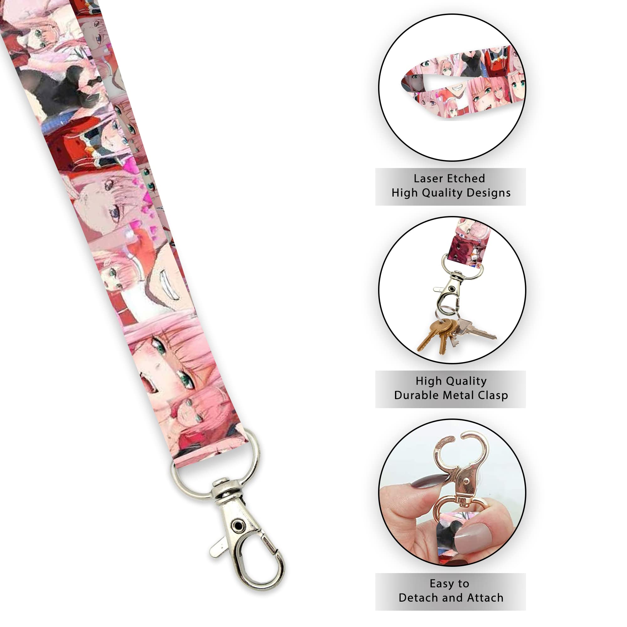 Zero Two Darling Anime Keychain - Cute Pink Lanyard for Keys & ID Badges | Perfect for Cosplay, Conventions, and Anime Fans