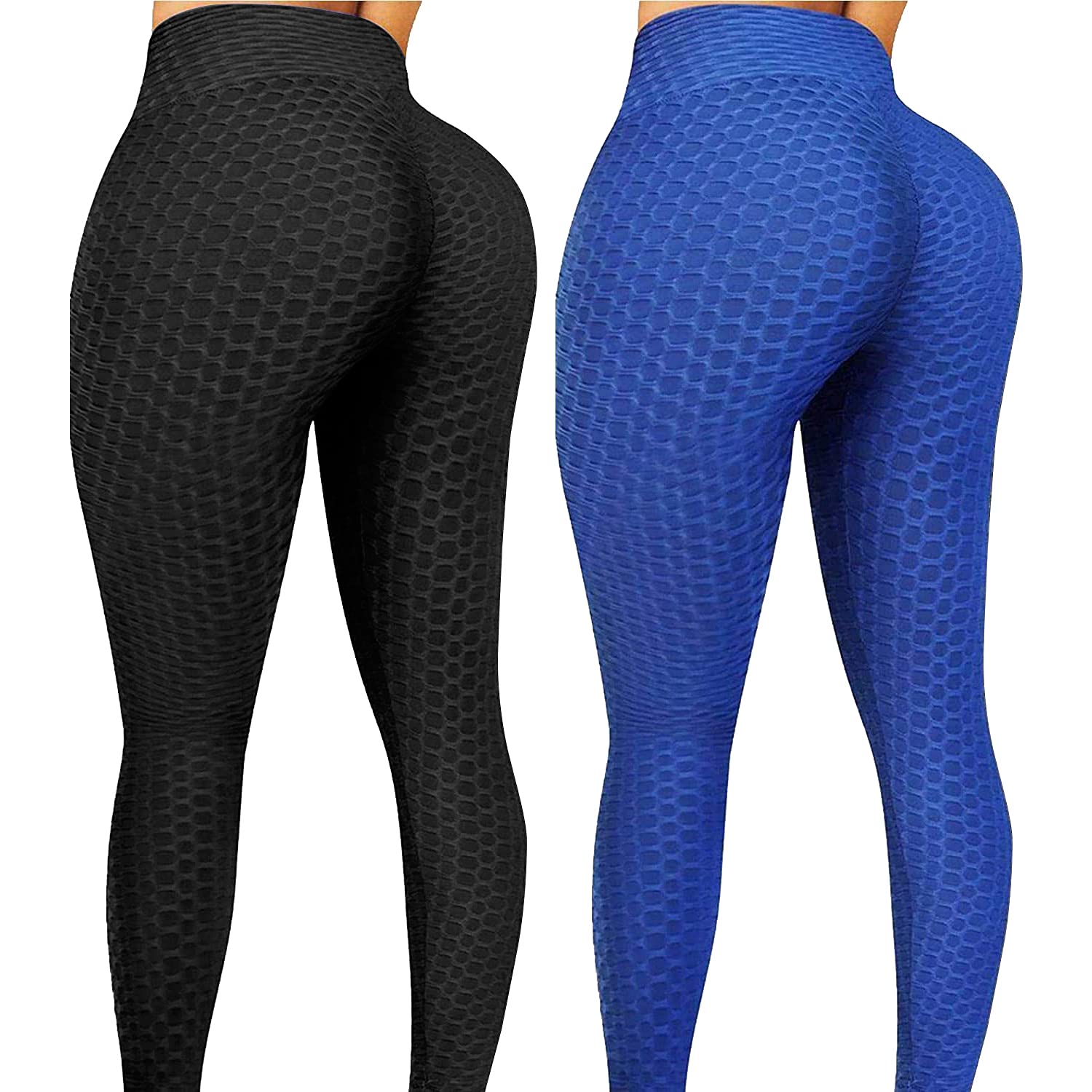 Msicyness TikTok Leggings 2 Pack - High Waist Yoga Pants for Women with Butt Lift & Tummy Control - Textured Scrunch Booty Tights - Perfect for Workouts, Yoga & Casual Wear
