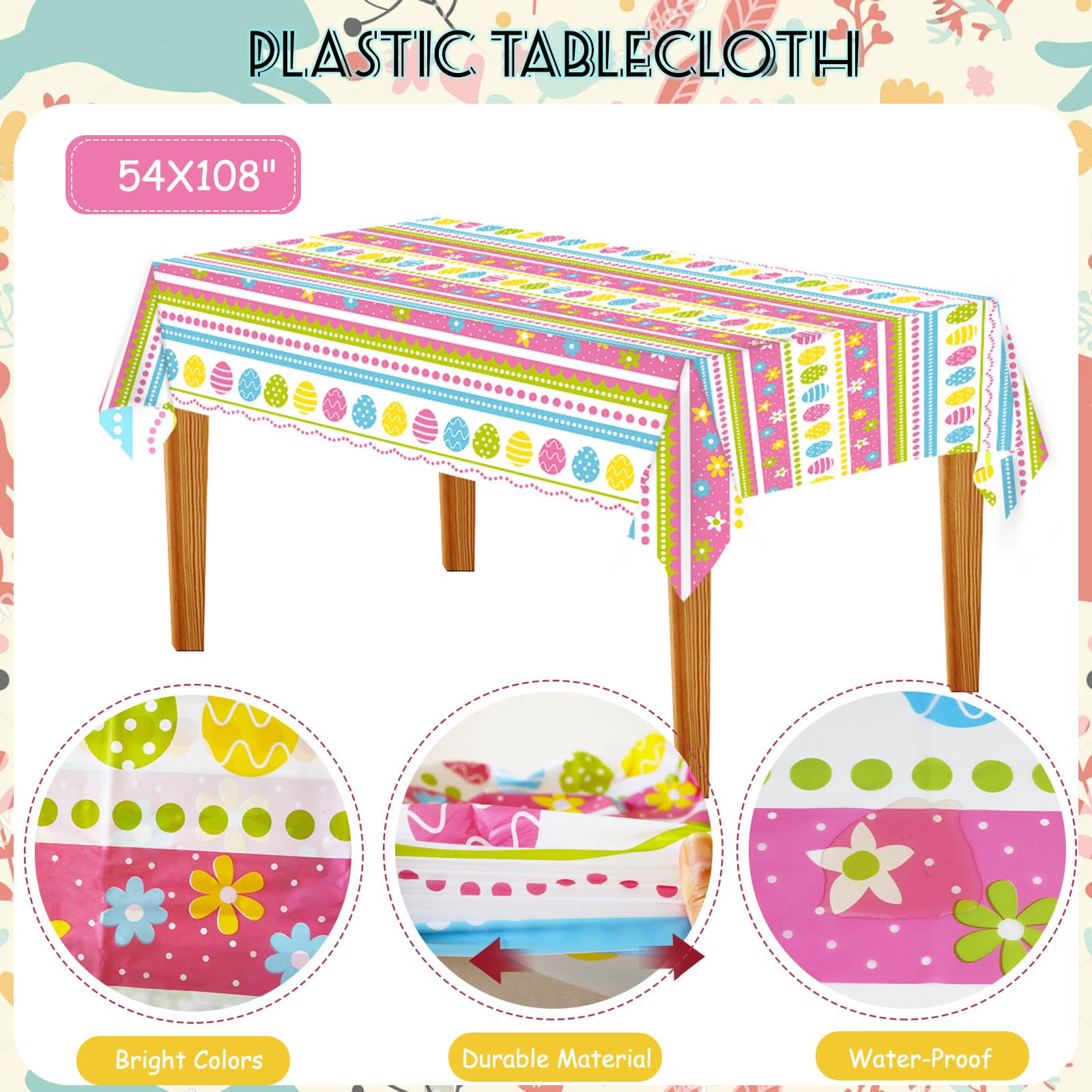 24-Piece Easter Party Supplies Set - Disposable Plates, Napkins, Forks & Tablecloth | Bunny & Egg Themed Paper Tableware for Easter Dinner Decorations | Perfect for Easter Brunch, Family Gatherings & Holiday Celebrations