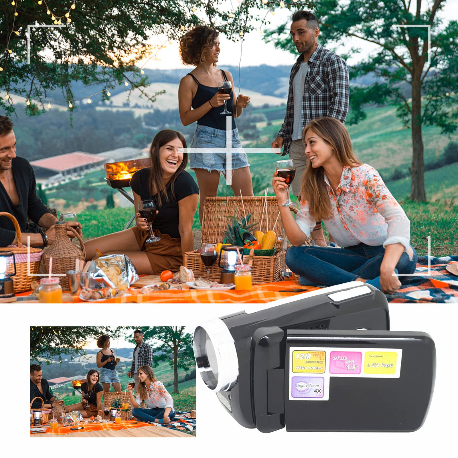 **NSXCDH 12MP 1080p HD Digital Camera Camcorder for Kids - 1.8