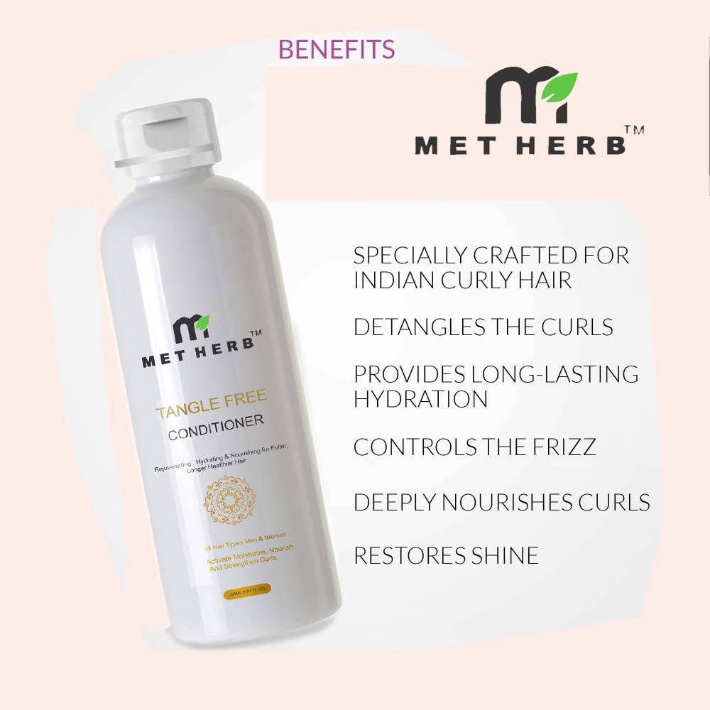 MET HERB Tangle Free Hair Conditioner - 200ml | Detangling & Hydrating for Smooth, Frizz-Free Hair | Perfect for Daily Use, Dry & Damaged Hair Care
