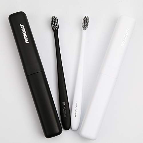 AGUI Decor Clean Care Teeth Whitening Charcoal Activated Toothbrush - Eco-Friendly Travel Dental Care (Black & White) | Perfect for Home, Office & Travel Oral Hygiene