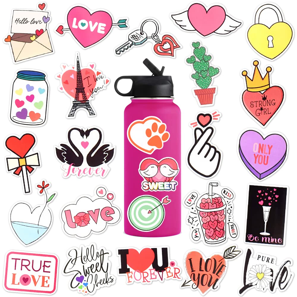 50pcs Waterproof Love Stickers - Romantic & Cute Valentine Stickers for Adults & Kids - Perfect for Scrapbooking, Journals, Planners & DIY Crafts