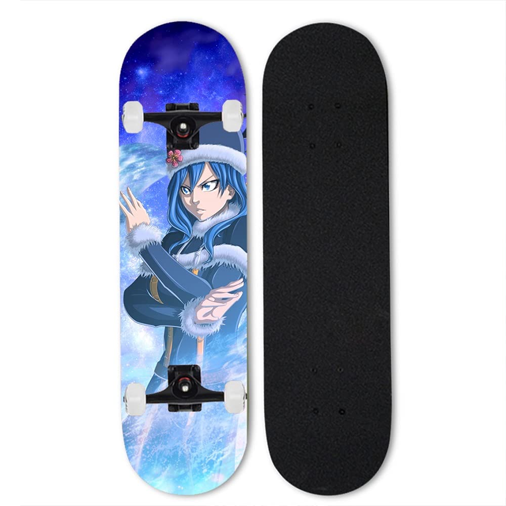 Totots Juvia Lockser Anime Skateboard | Fairy Tail Maple Professional Cruiser Board | 4-Wheel Tilt Skateboard for Outdoor Extreme Sports | Best Gift for Anime & Skateboard Lovers | Perfect for Street Skating, Commuting & Anime Collections