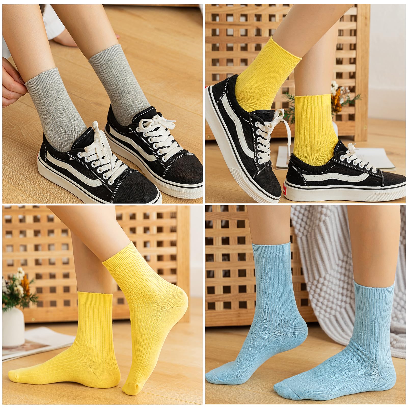 Soft Blue Women's Cotton Crew Socks for Everyday Comfort