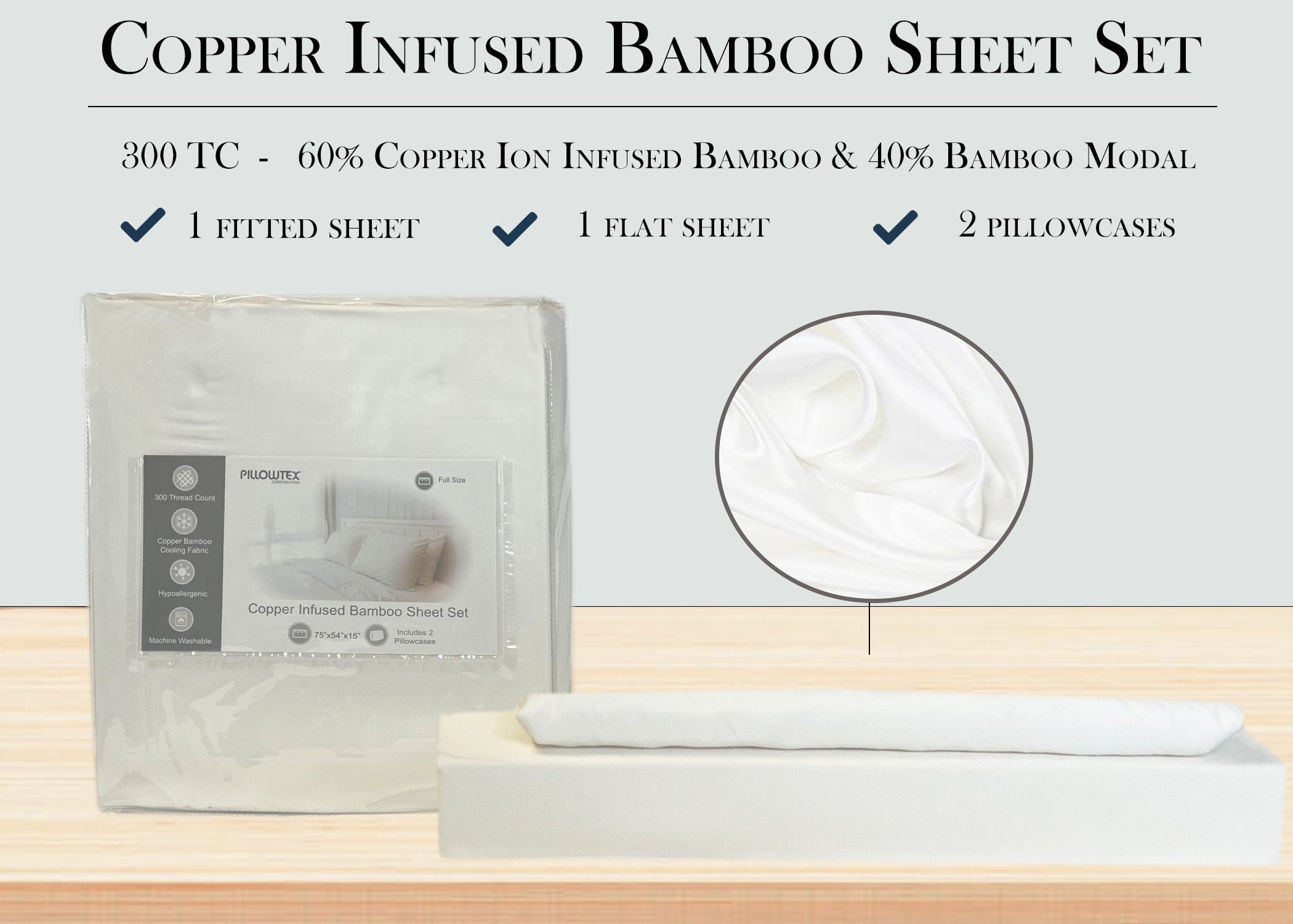 Premium Copper Infused Bamboo Sheet Set - Antimicrobial, Cooling & Breathable Bedding - Queen Size 4-Piece Set for Hot Sleepers & Allergy Relief - Perfect for Summer Nights & Sensitive Skin