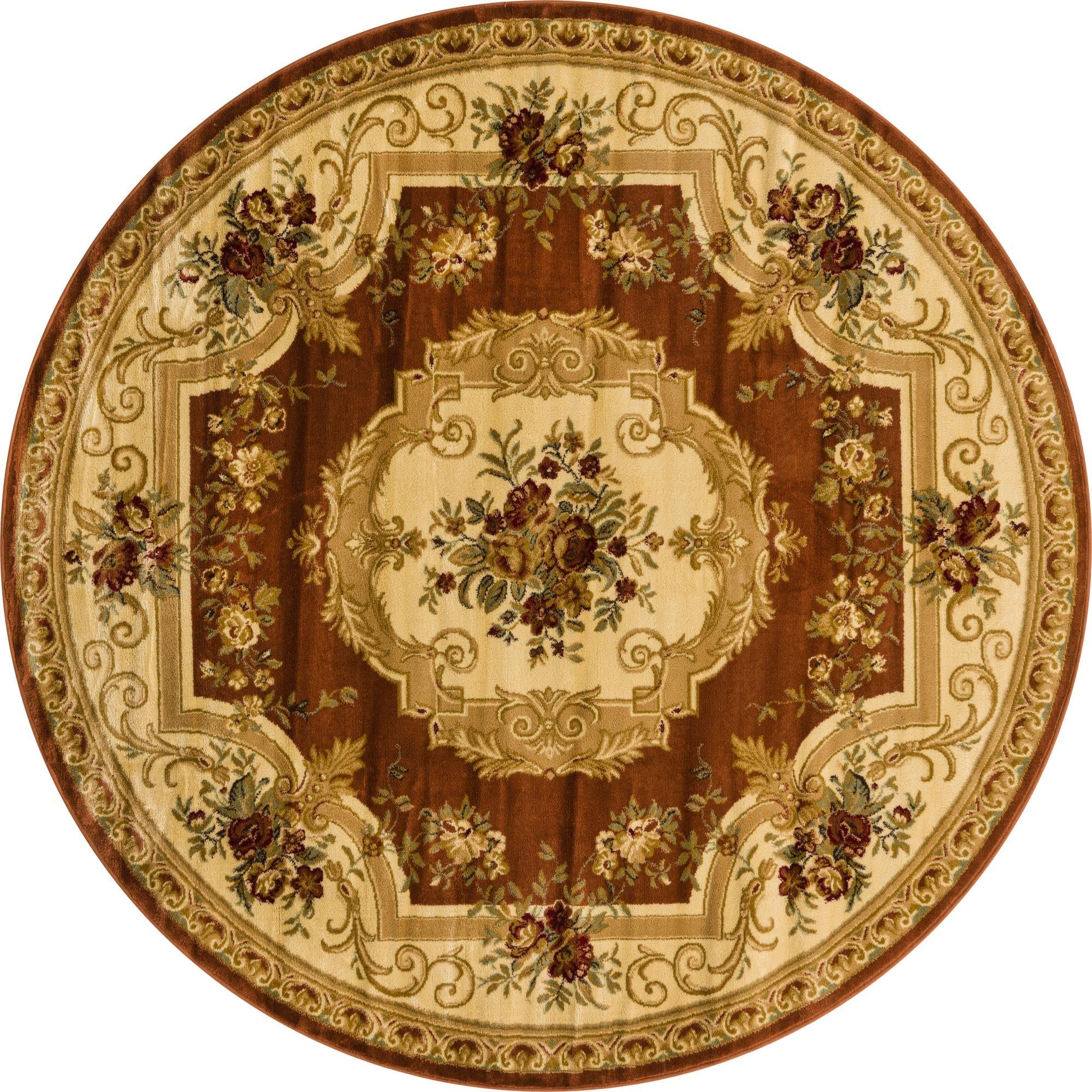Chateau Collection 8 Ft Round Brick Red Medium Rug – Soft & Durable for Kitchens & Dining Rooms | Perfect for Farmhouse & Modern Home Decor