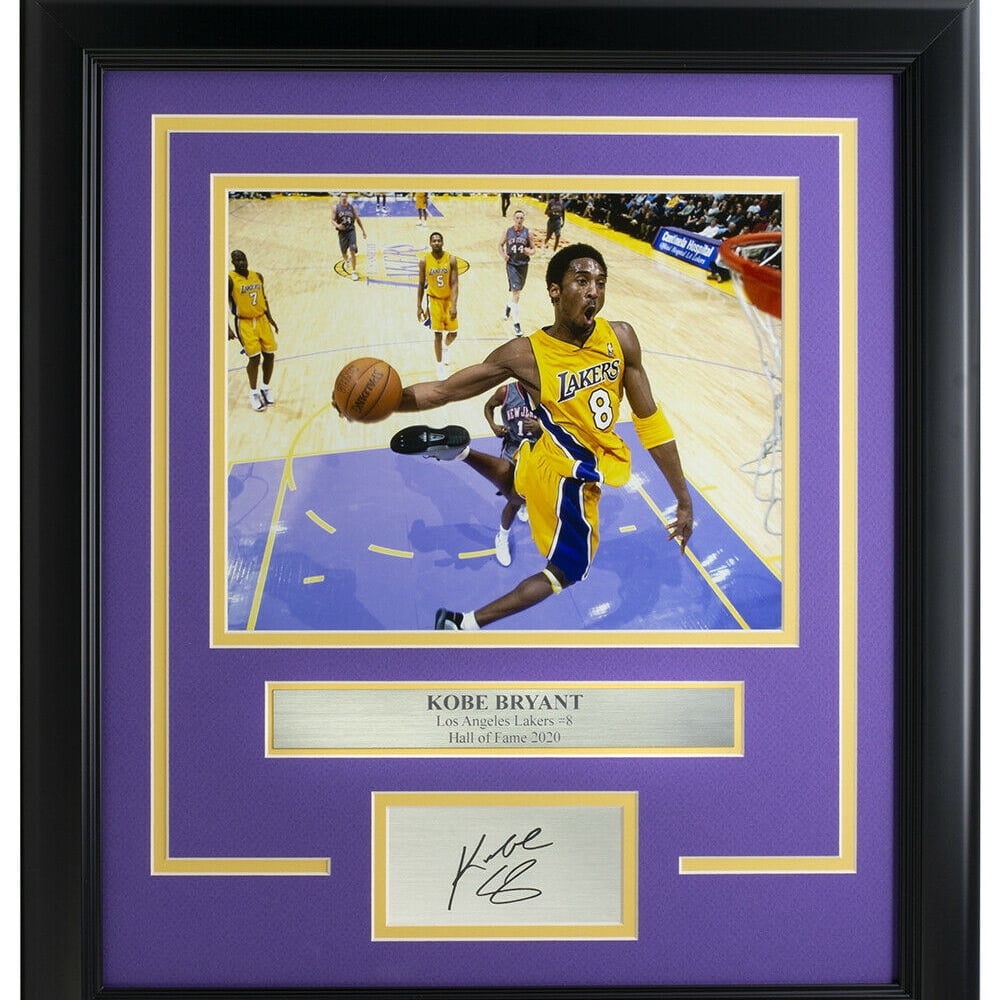 Kobe Bryant Framed 8x10 L.A. Lakers Dunk Photo with Laser Engraved Signature - Authentic NBA Memorabilia for Home Office Decor & Basketball Fan Gifts