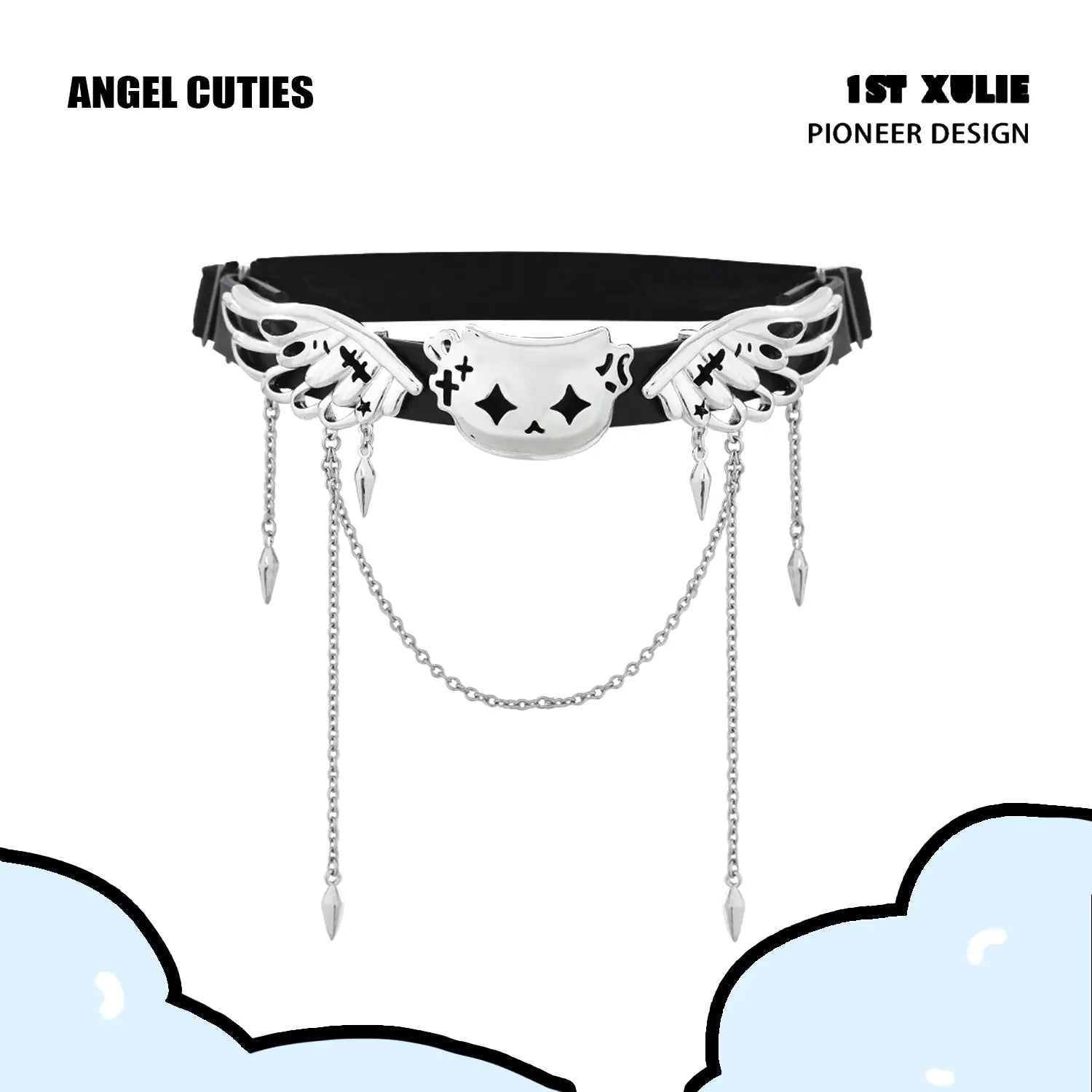 Angel Cuties Ultra Fiber Leather Adjustable Leg Chain & Choker Set - Stylish Body Jewelry for Women, Perfect for Parties, Cosplay and Fashion Accessories