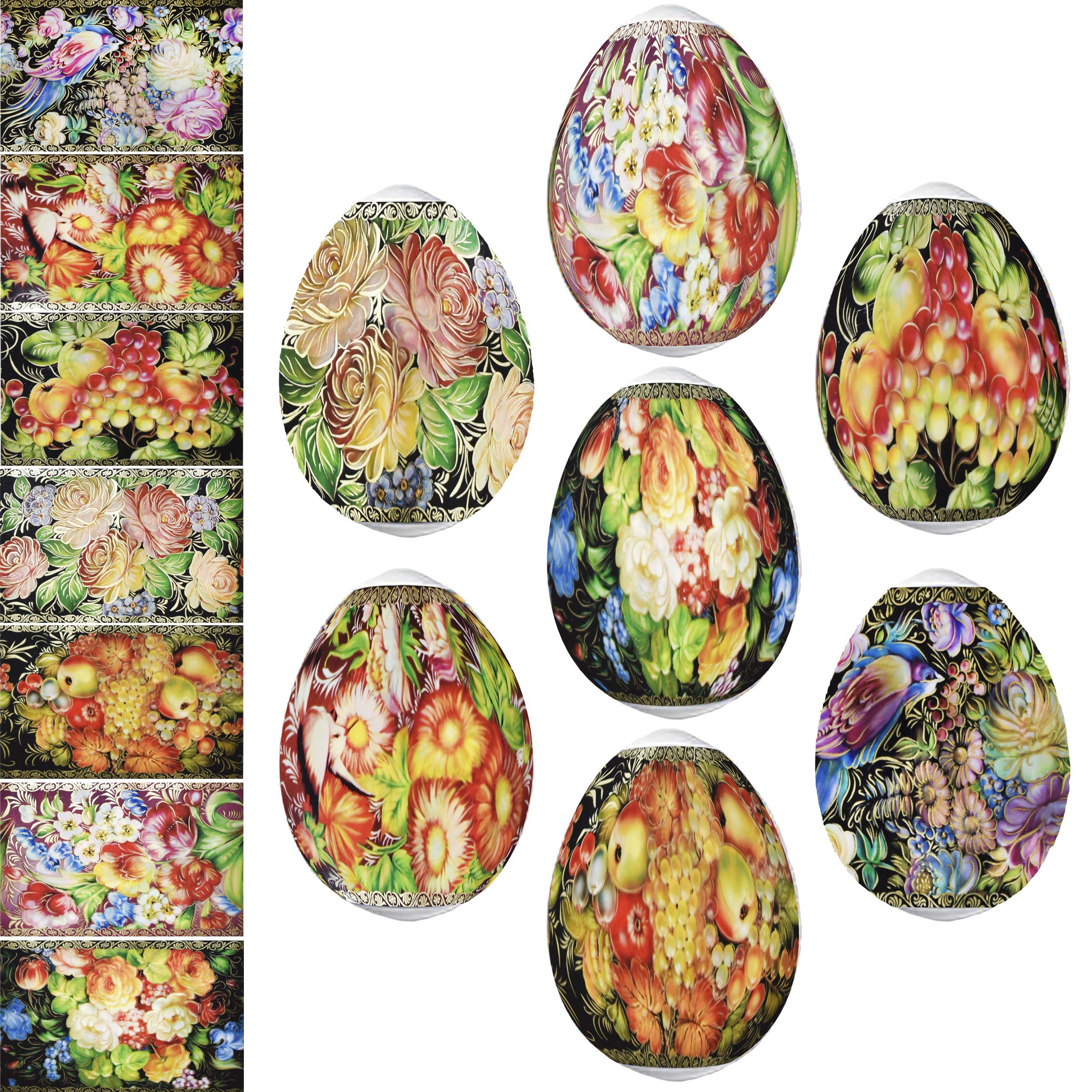 Diximus Thermo Heat Shrink Sleeve - Easter Egg Wraps for Decorating Pysanky Eggs (Zhostovo Style) | Perfect for Easter Crafts, DIY Holiday Decorations & Ukrainian Egg Art Projects