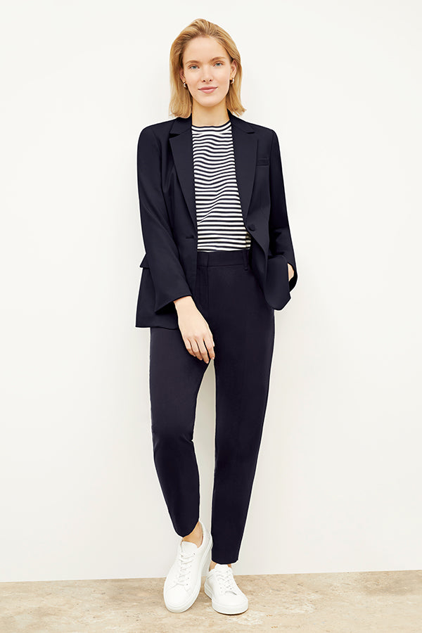 Premium Washable Wool Twill Mejia Pants - Dark Navy | Comfortable & Durable Office Wear & Travel Essentials
