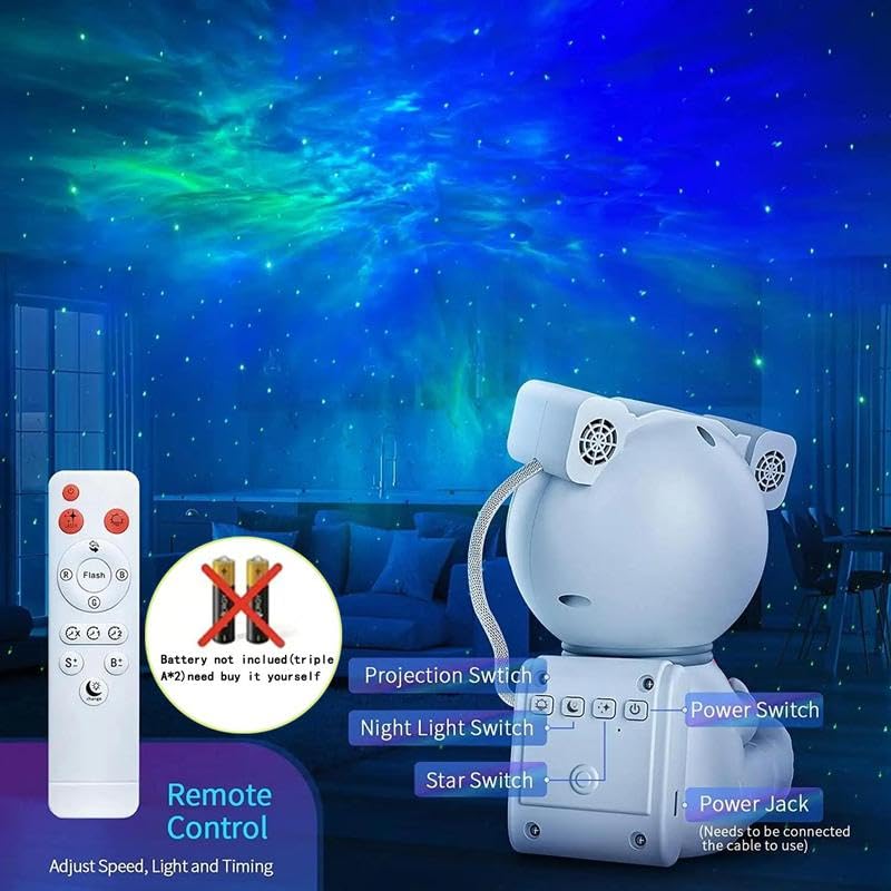 Galaxy Projector Night Light - Fall Astronaut Theme with Remote Control, Portable Star Projector for Bedroom, Living Room & Home Decor | Perfect for Relaxation, Meditation & Kids' Room Night Light