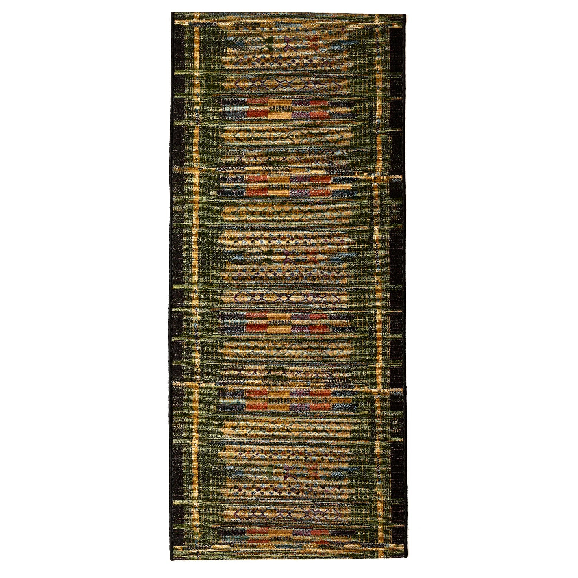 Liora Manne Marina Tribal Stripe Area Rug - Green Indoor Outdoor Bohemian Decor for Living Room, Bedroom, Patio & Balcony