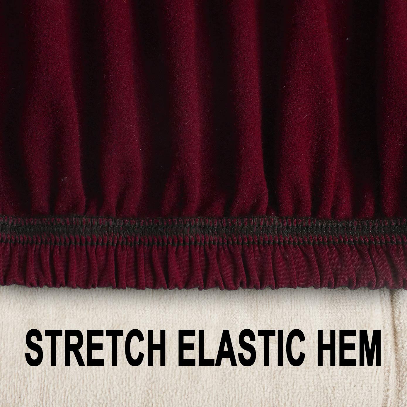 Stretch Spandex Dining Bench Covers - Washable Upholstered Seat Slipcovers for Kitchen & Dining Room - Wine Red Large Size - Perfect for Farmhouse, Restaurant & Home Decor Protection
