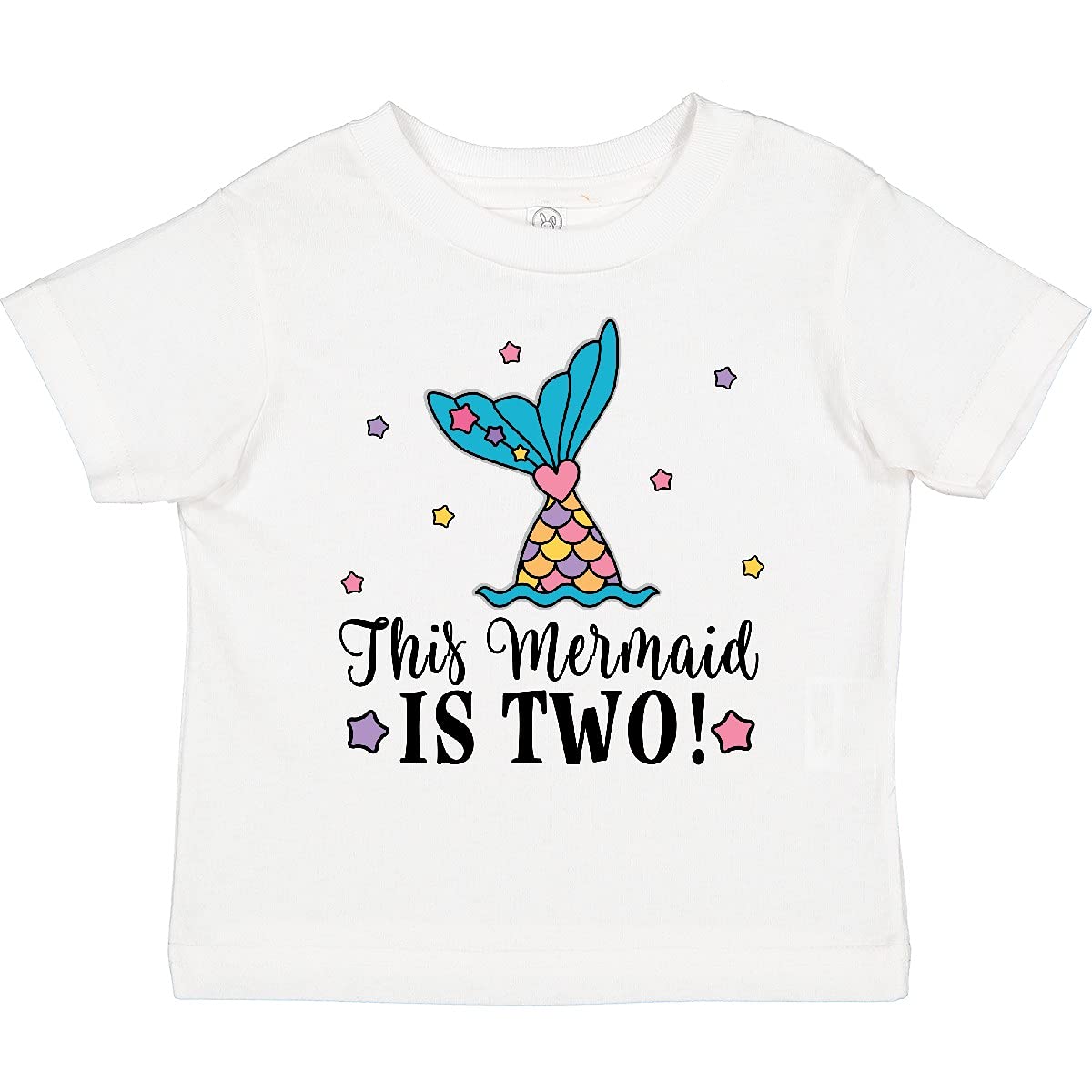 Inktastic Mermaid 2nd Birthday T-Shirt for 2 Year Old Girls - Cute Toddler Graphic Tee for Birthday Parties, Beach Outings & Everyday Play