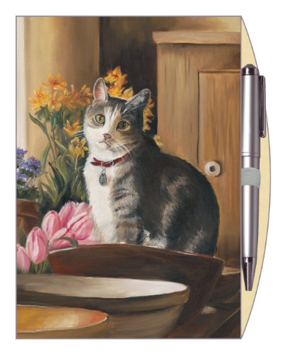 Premium Lined Notebook with Pen - Cute Cat & Tulip Design for Writing, Journaling, Note Taking - Perfect for School, Office, Travel & Gift Giving