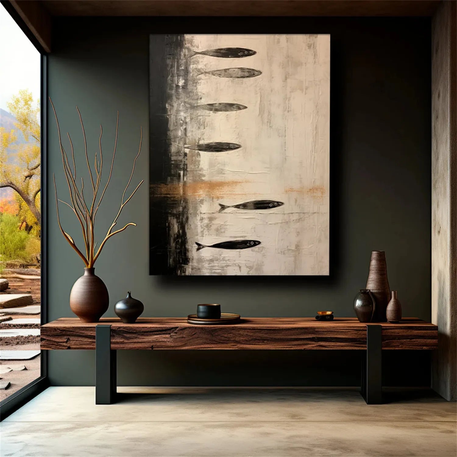 Abstract Painting #AB 163 - Modern Wall Art for Living Room, Bedroom & Office Decor | Large Canvas Artwork for Home & Office Interior Design