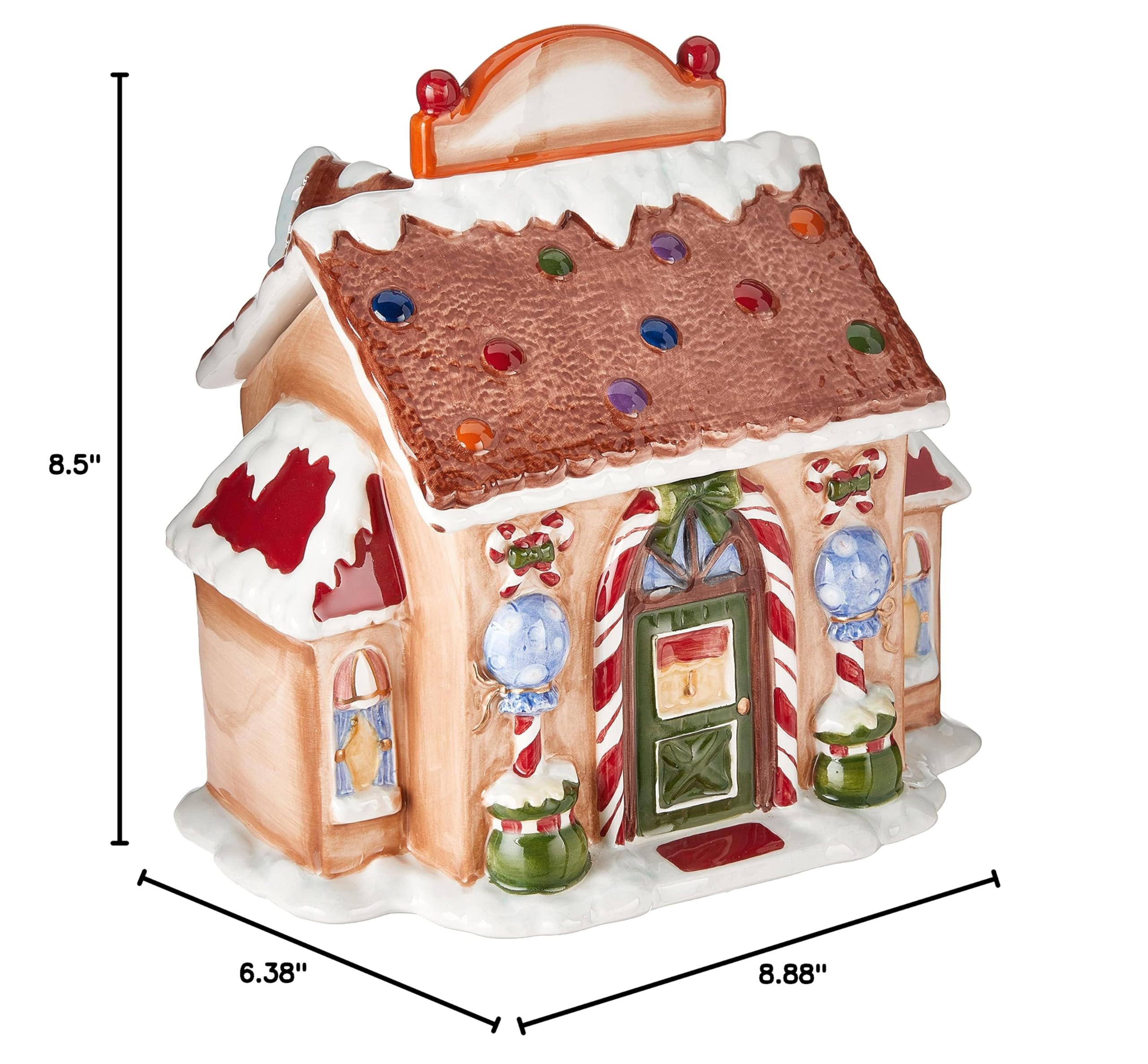 8.5-Inch Ceramic Santa's Village Candy Jar - Christmas Holiday Decor & Gift for Home, Office, or Party Treats